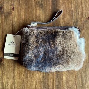 Patricia Nash leather and fur clutch wristlet